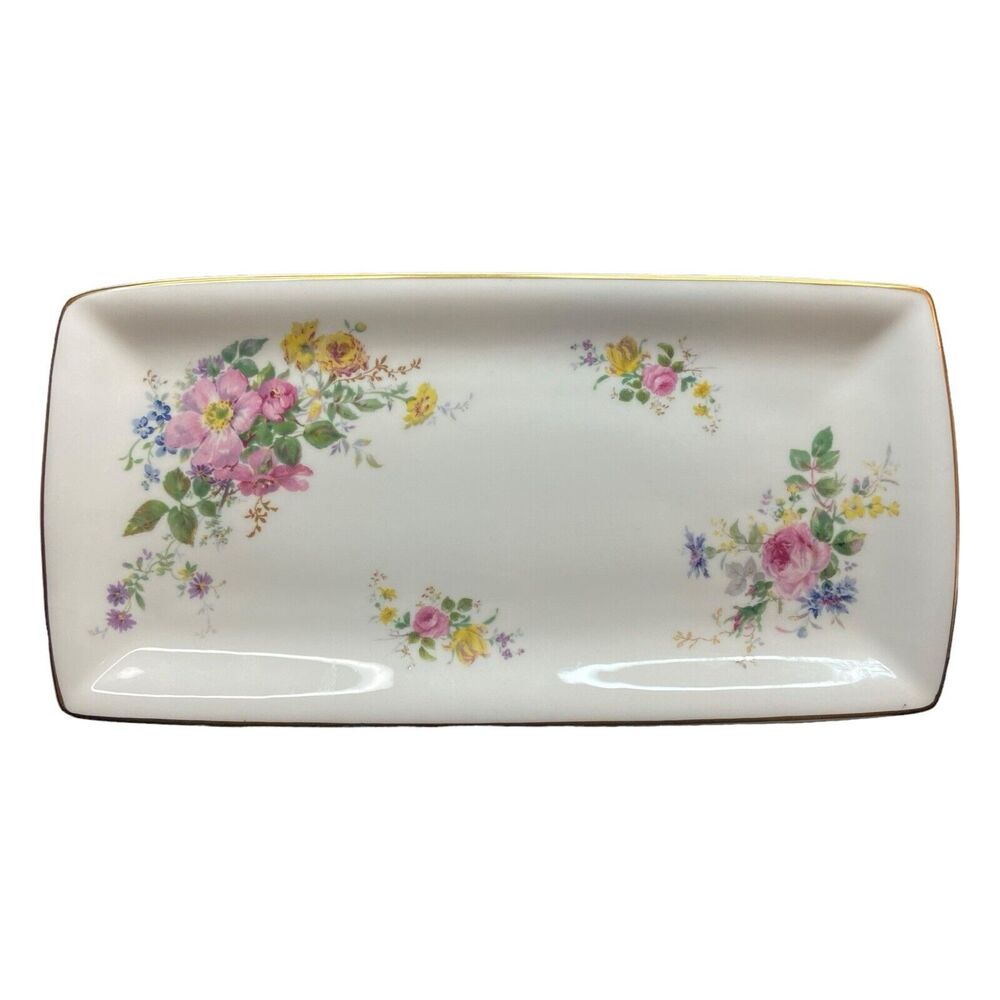 VTG Royal Doulton Arcadia H4802 11" Floral Bone China Sandwich Serving Tray HTF